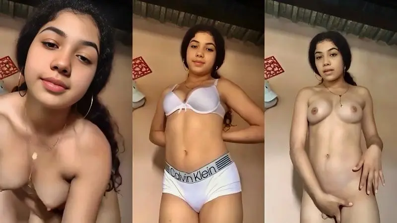 Curvy figure sexy girl striping and boobs rubbing
