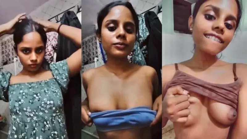 Village girl before bath showing her boobs and pressing